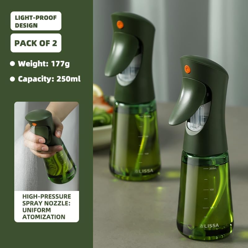 Light-Proof Glass Oil Sprayer For Cooking Air Fryer Salad BBQ,250ml Olive Oil (1)
