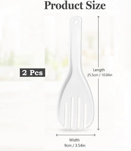 2 PCS Plastic Rice Spatula Paddle Fork-Like, White Large Rice Scooper