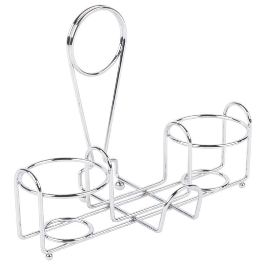 G.E.T. 4-22735 Chrome Metal Two Compartment Condiment Caddy Metal Table Caddies Collection
