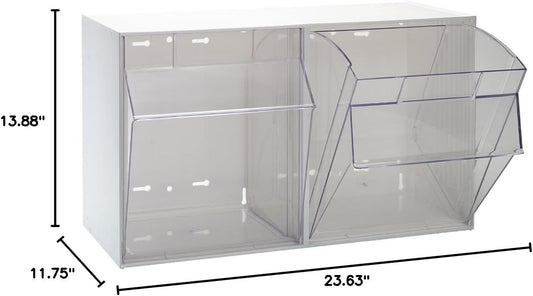 Quantum Storage Systems QTB302WT 2 Drawers Tip Out Cabinet Part Organizer White 14" H x 24" W x 12" D