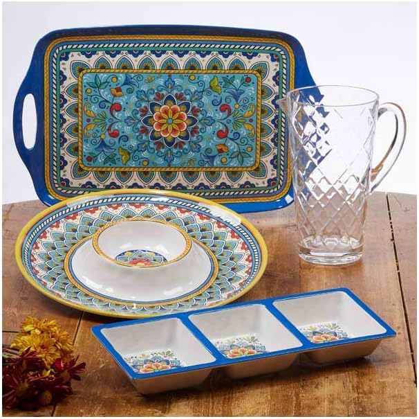 Certified International 28188 Melamine Heavy Weight Collection Portofino 3-Section Relish Tray, 450 Grams, 14.5-inch Length