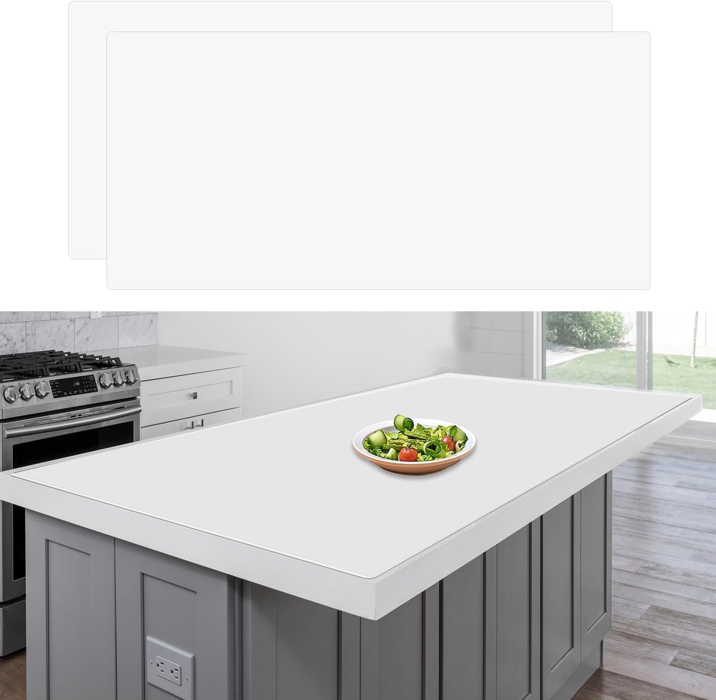 36"x24"(90cmx60cm) Large Silicone Mat for Kitchen Counter, Heat Resistant Non-Slip Countertop Protector, Waterproof Silicone Craft Mat for Kitchen Island, 2Pack (Semitransparent)