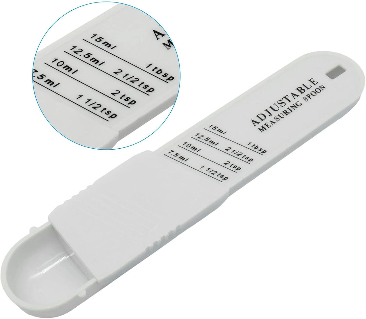 Adjustable Measuring Spoon, ABS White