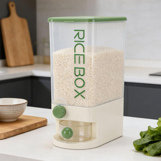TARSHYRY Rice Dispenser, Large Capacity 10kg Airtight Space Saving Grain Storage Container with Measuring Cup, for Rice Beans Corn Tapioca (Green)