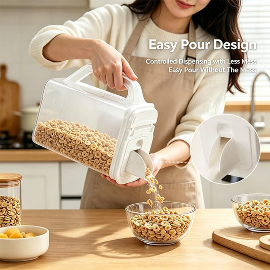 Cereal Containers Storage, Airtight 4 Quart Plastic Pantry Containers with Easy Grip Handles and Pour Spouts for Flour, Sugar, Rice, Cereal and Pet Food
