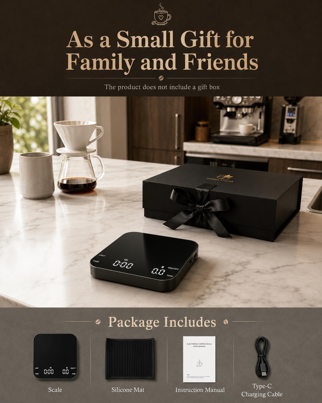 Espresso Coffee Scale with Timer, 0.1g Precision Mini Scale
