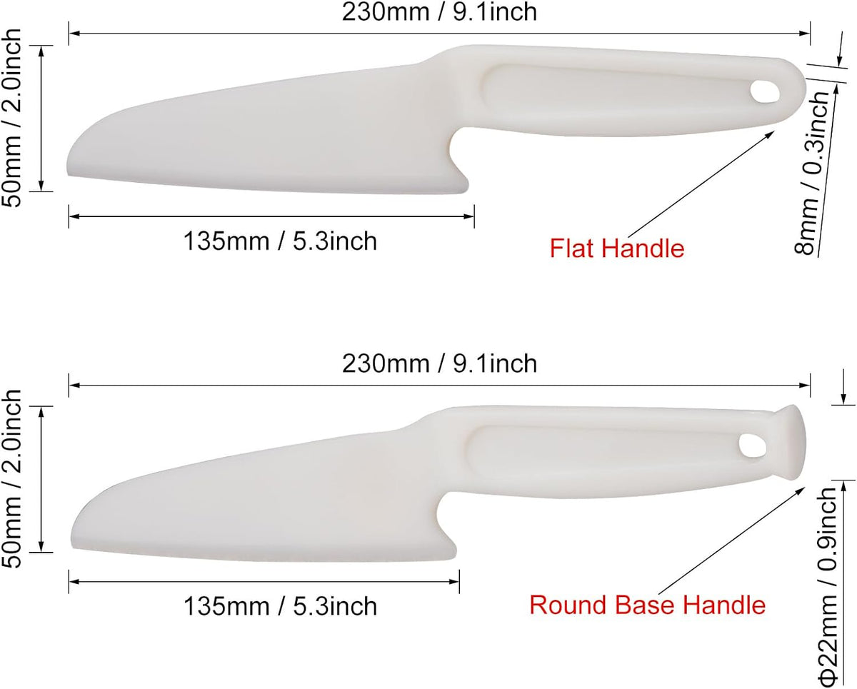 2 PCS Nylon Knife Safe for Kids, Professional Lettuce Knife for Real Cooking, Heat-resistant Plastic Knife for Nonstick Pans, Best as Cake Knife etc. (2-Comb-White)