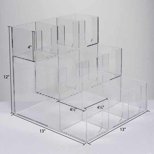 CiaoHER Acrylic Coffee Cup and Lid Dispenser, Clear | 9 Compartments, Counter Top, Organizes Disposable Cups, For Home or Office Use