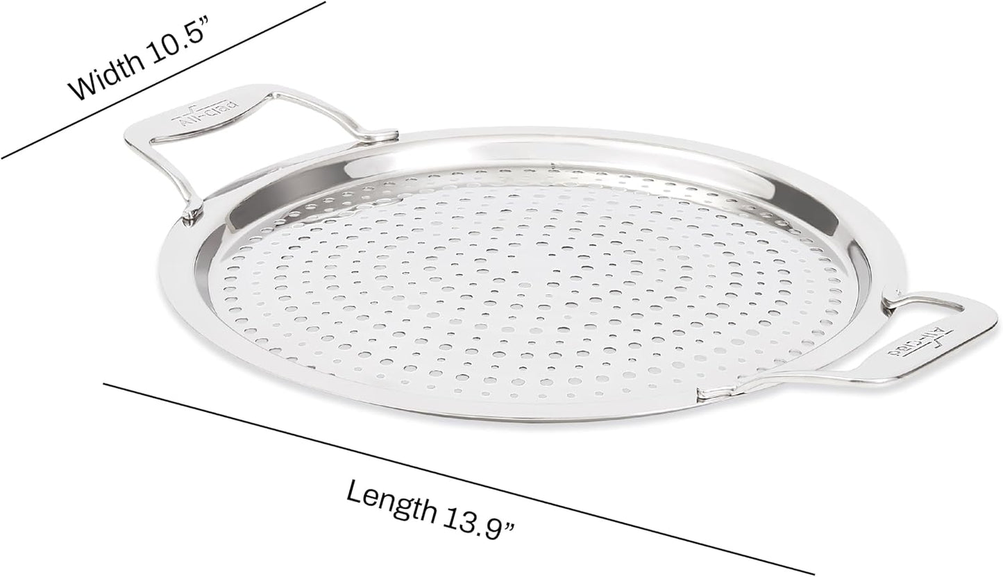 All-Clad Accessory, Stainless Steel Strain & Splatter Guard, 10.5-Inch, Easy, Mess-Free Straining, Multifunctional Design, Pots and Pans, Cookware, Kitchen Gadgets, Cooking Tools, Silver