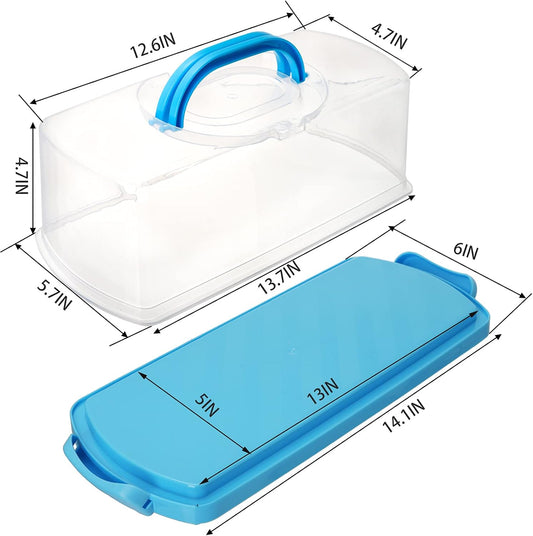Cedilis 4 Pack Portable Bread Box with Clear Lid, Plastic Loaf Cakes Storage Container with Handle, Rectangular Bread Keeper for Storing Banana Bread, Pumpkin Bread and Quick Breads, 4 Color