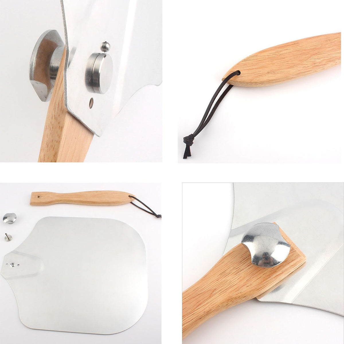 Pizza Peel Set with Rocker Cutter and Serving Spatula, 12 inch
