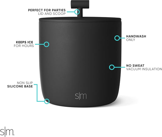 Simple Modern Vacuum Insulated Ice Bucket with Lid and Scoop | For Cocktail, Champagne, Wine, Beer, & Hosting | Stainless Steel 100oz Capacity for Large Parties | Rocks Collection | Winter White