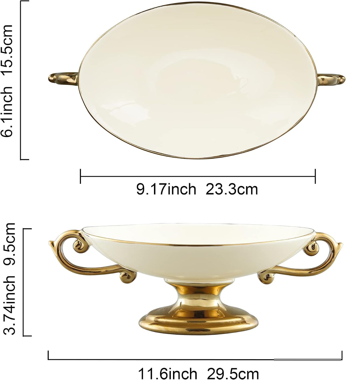 fanquare 3 Compartment Gold Floral Porcelain Platter