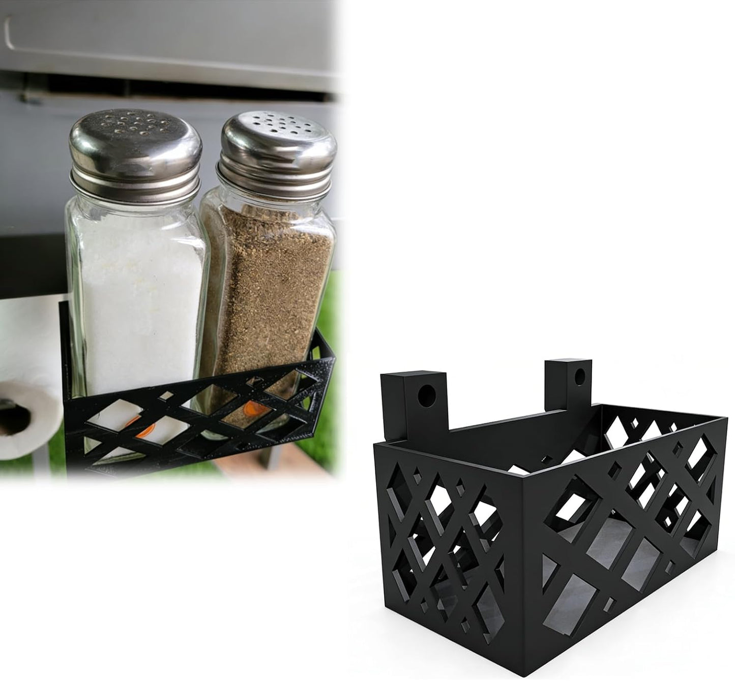 Bottle Holder Compatible with Blackstone Griddle Side Shelf Attachment, Seasoning Rack and Condiment Caddy Organizer for Outdoor Cooking Station Grill Accessories