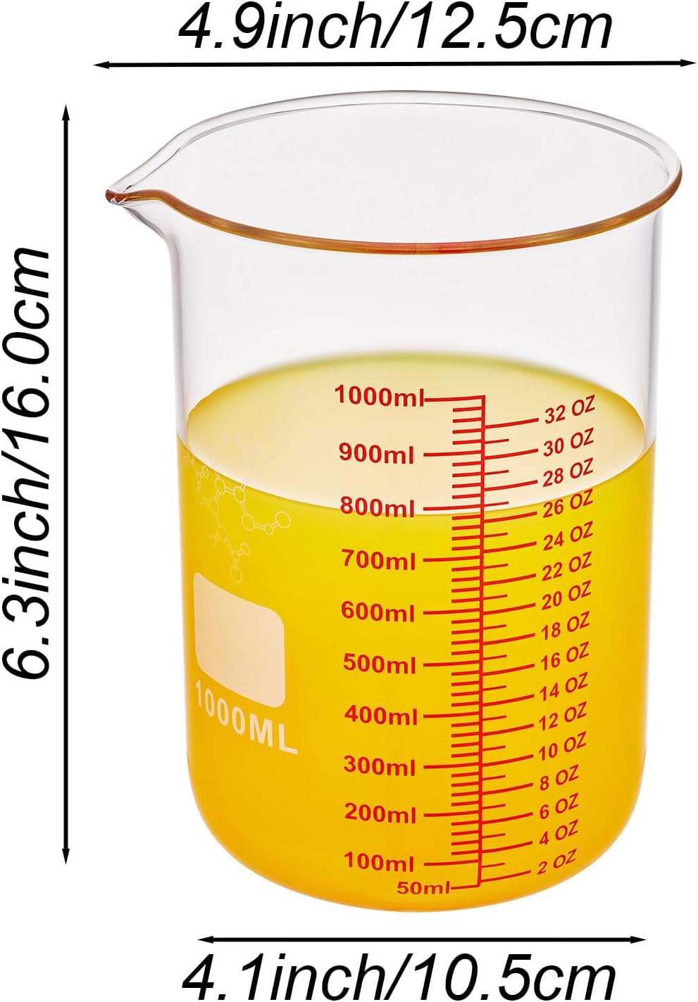 Ackers Mini Glass Measuring Beaker Set, Borosilicate, 2oz 4oz 8oz Measuring Cups