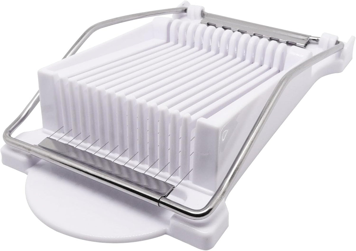 Egg Slicer for Hard Boiled Eggs, Food Slicer with 14 Stainless Steel Wires, Heavy Duty Hard Boiled Egg Cutter, Spam Slicer for Soft Fruit Strawberry Luncheon Meat Home Use (1Pcs, Yellow)