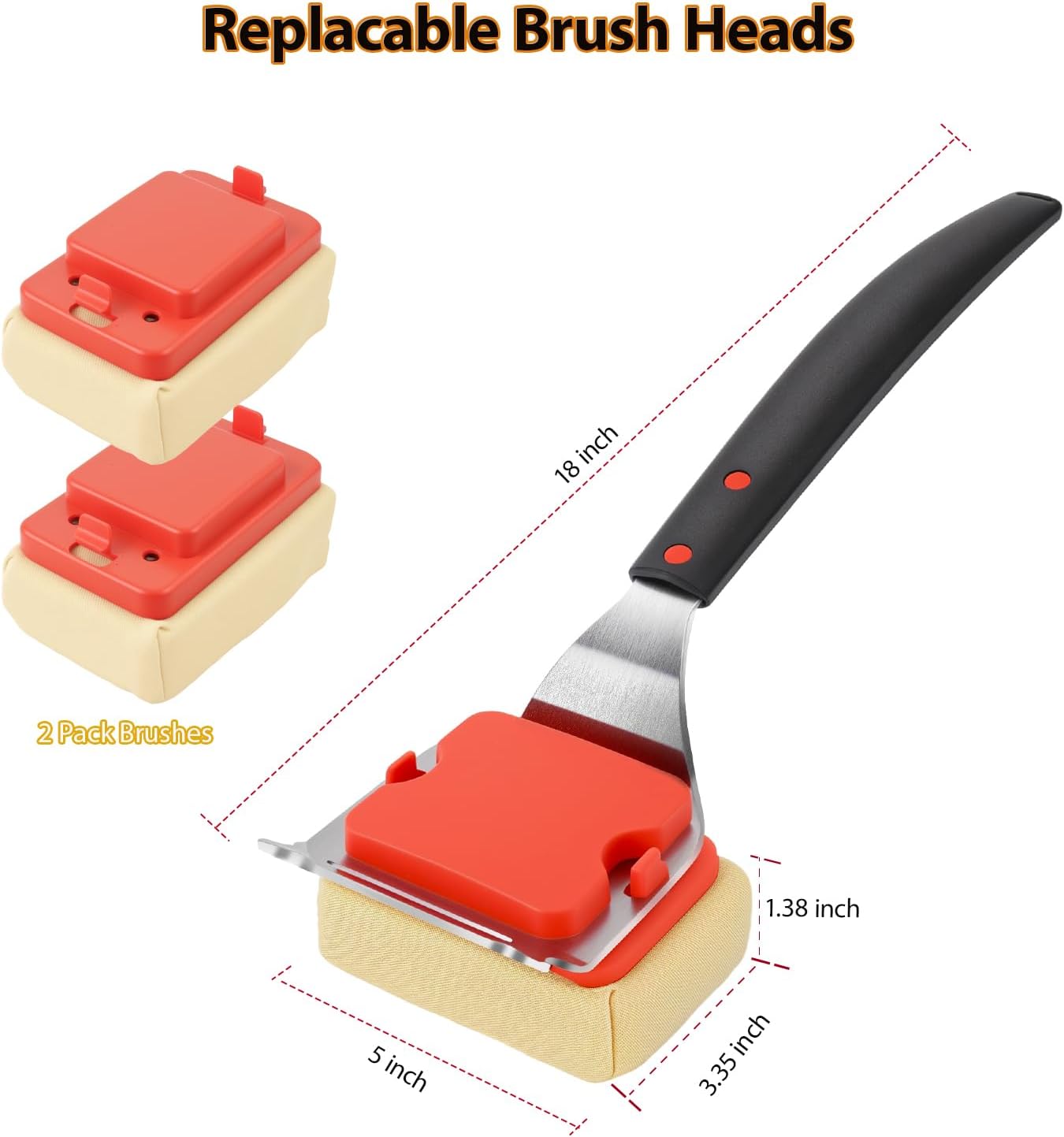 Grill Brush Bristle Free,BBQ Grill Brushes and Scraper for Outdoor Grill Steam Cleaner for Cast Iron/Stainless Steel Grates Safe Barbecue Cleaner Brush with Replaceable Cleaning Head