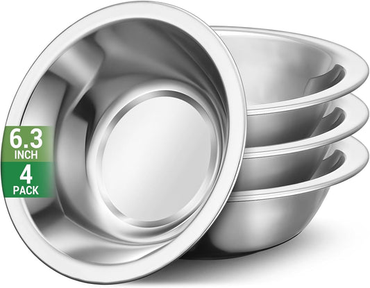 304(18/8) Stainless Steel Mixing Bowls for Kitchen, 6.3" 13.67 fl.oz Metal Mixing Bowls Set Stackable for Baking Serving Cooking Food Prep Storage Dishwasher Safe Lightweight