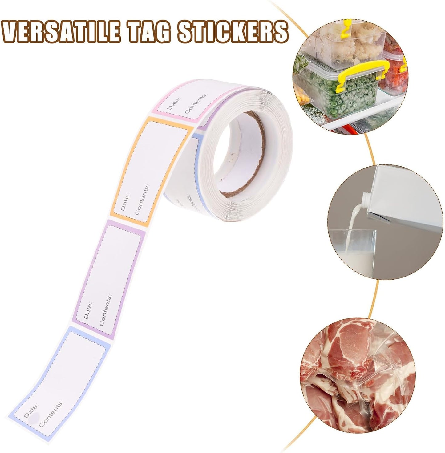 5 Rolls Multi-Function Date Labels Portable Food Storage Stickers for Office Kitchen Refrigerator Freezer Convenient Blank Bottle Stickers for Meal Prep Organization