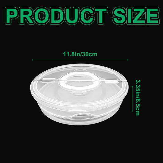 FMOACEN 11.5 Inch Clear Pie Containers With Lids and Handle Round Pie Carrier Reusable 2 Compartments Pizza box Leftover Pizza Keeper for Food Cake Cheesecake Tortilla Pastry