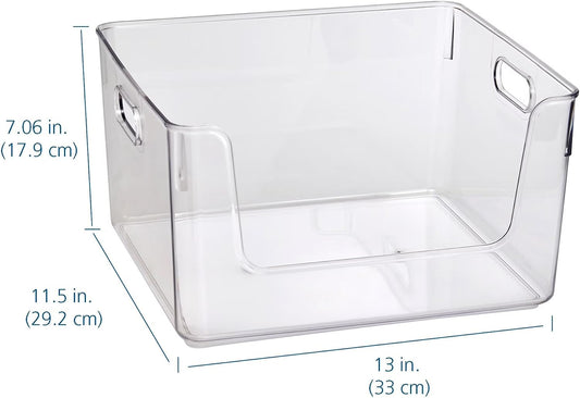Clear Glossy Plastic Open Front Organizer Bin, Single Size Organizer Bin