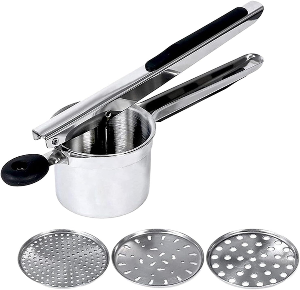 Stainless Steel Potato Ricer With 3 Discs, Heavy Duty Potato Ricer for Mashed Potatoes, Large Capacity Potatoes Masher and Rice-r Kitchen Tool(COLOR:Red)