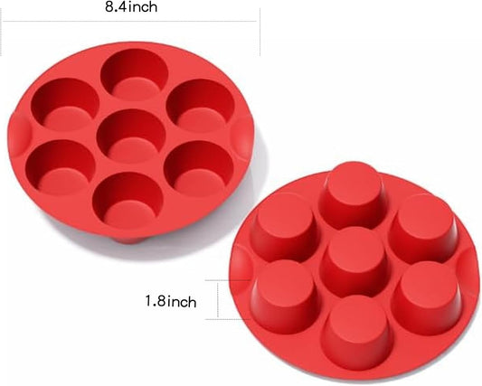 saphe Silicone Muffin Pans for Baking, 7 Cups Air Freyer Cupcake Pan, Nonstick Silicone Muffin molds for for Baking Egg Bite, Muffins, Tart, Cupcake and Quiche, 2 Packs (7 cups)