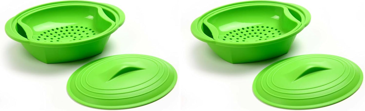 Norpro Silicone Steamer with Insert, Green, 1 Count (Pack of 1)