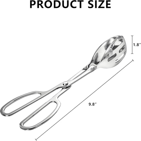 Kitchen Tongs for Cooking for Buffet Party Catering - Stainless Steel Salad Tongs for Food Bread Cake Bake Dessert, 10-Inch Serving Tongs for Grill, Steak, Barbecue, Scissor Design (1 Pack)