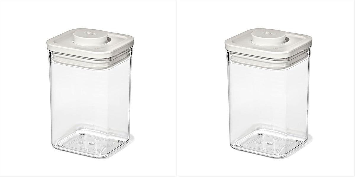 OXO Good Grips Pet POP Container – 6.0 Qt/5.7 L with Half Scoop, Ideal for up to 6.5lbs of Dog Food or 4.5lbs of Cat Food, Airtight Dog and Cat Food Storage Container, BPA Free, Clear
