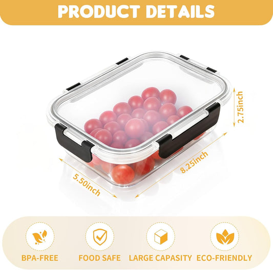 6 Pack Glass Food Storage Containers with Lids, 36 OZ Meal Prep Containers for Lunch, 4.5 Cup Airtight Glass Lunch Containers Set, Microwave, Oven, Freezer & Dishwasher Safe, BPA-Free