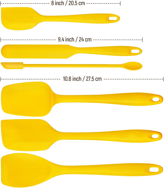 Tomorotec Silicone Spatulas 5-Pack Food Grade Flexible Steel Core, Heat Resistant Dishwasher Safe Home Kitchen Restaurant Culinary Seamless Utensil Non-Stick Scratch-Free Scraper Baking Cooking Pastry