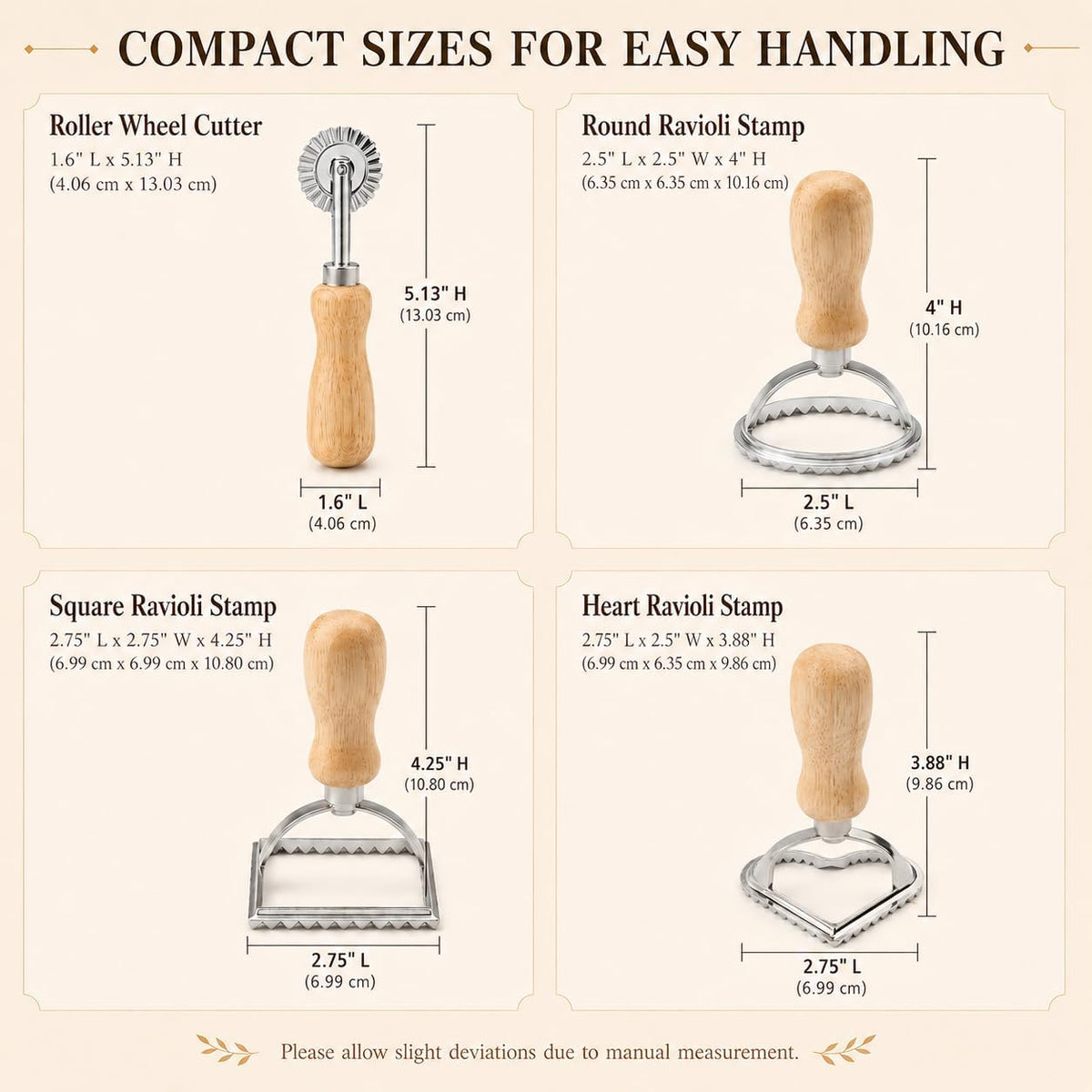 4Pack Ravioli Stamp and Ravioli Cutter, Pasta Cutter for Dumplings