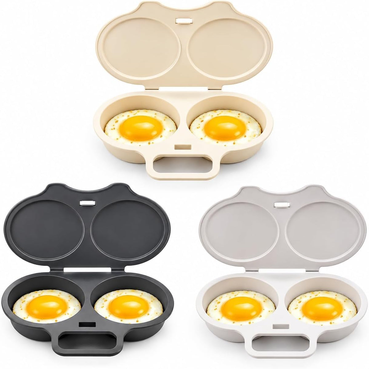 Dual Cavity Microwave Egg Poacher, Two Egg Cooker with & Handle