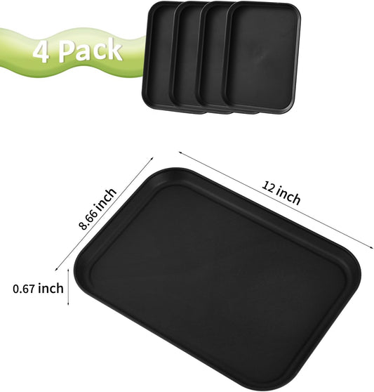 4 Pack Multicolo Plastic Serving Trays for Party Serving Food - Rectangular, 8.66 by 12 in, Heavy Duty Dessert Trays for Food Erving Platters for Party Tray Decor Veggie,Snack