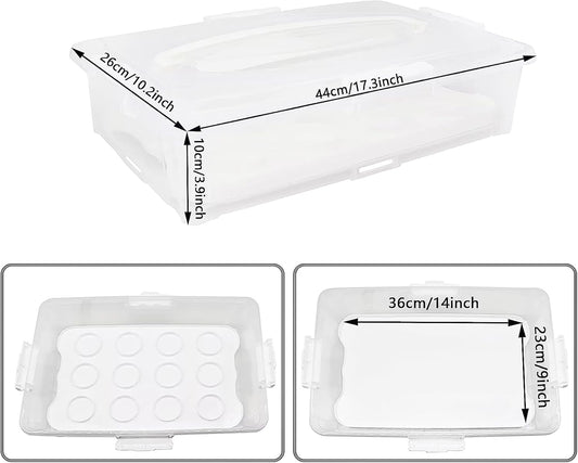 1Pack White Plastic Cake and Cupcake Carrier Holder, Large Portable Storage Container for Storing 12 Cupcakes or 1 Large Cake