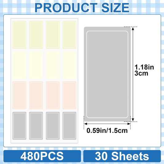480 Pcs Dry Erase Labels, Dry Erase Stickers, Waterproof Sticker Labels, Removable Labels Easy Peel Off, Reusable Sticky Notes for Food Containers, Office (Retro, Small)