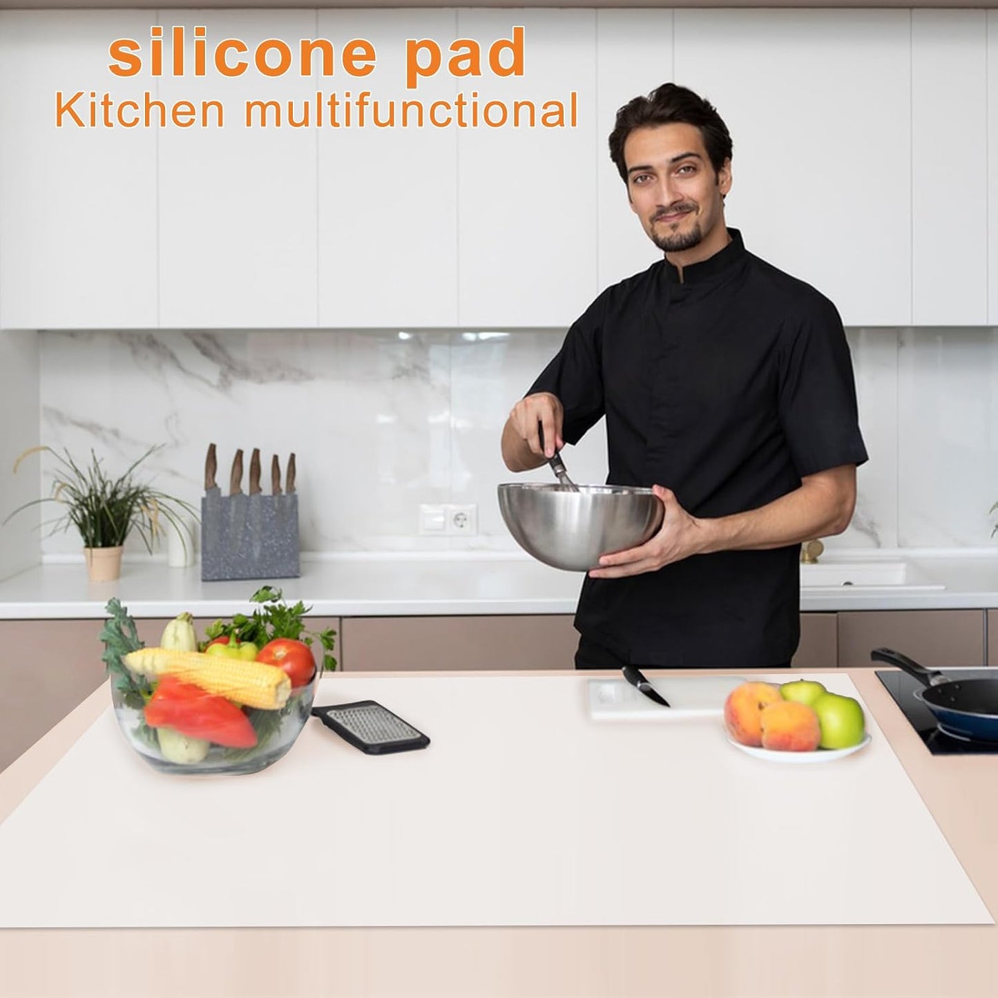 36" x 24" Extra Large Silicone Mat Soft Heat Resistant Mats Table Protector Cushion Arts Crafts Mat Non-slip Kitchen Pad for Baking Cooking Painting Working, Translucent