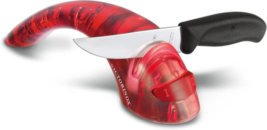 Victorinox Knife Sharpener - Kitchen Knife Sharpener for Home Essentials - Features Ceramic Rolls - Perfect for Left- & Right-Handed Use - Red