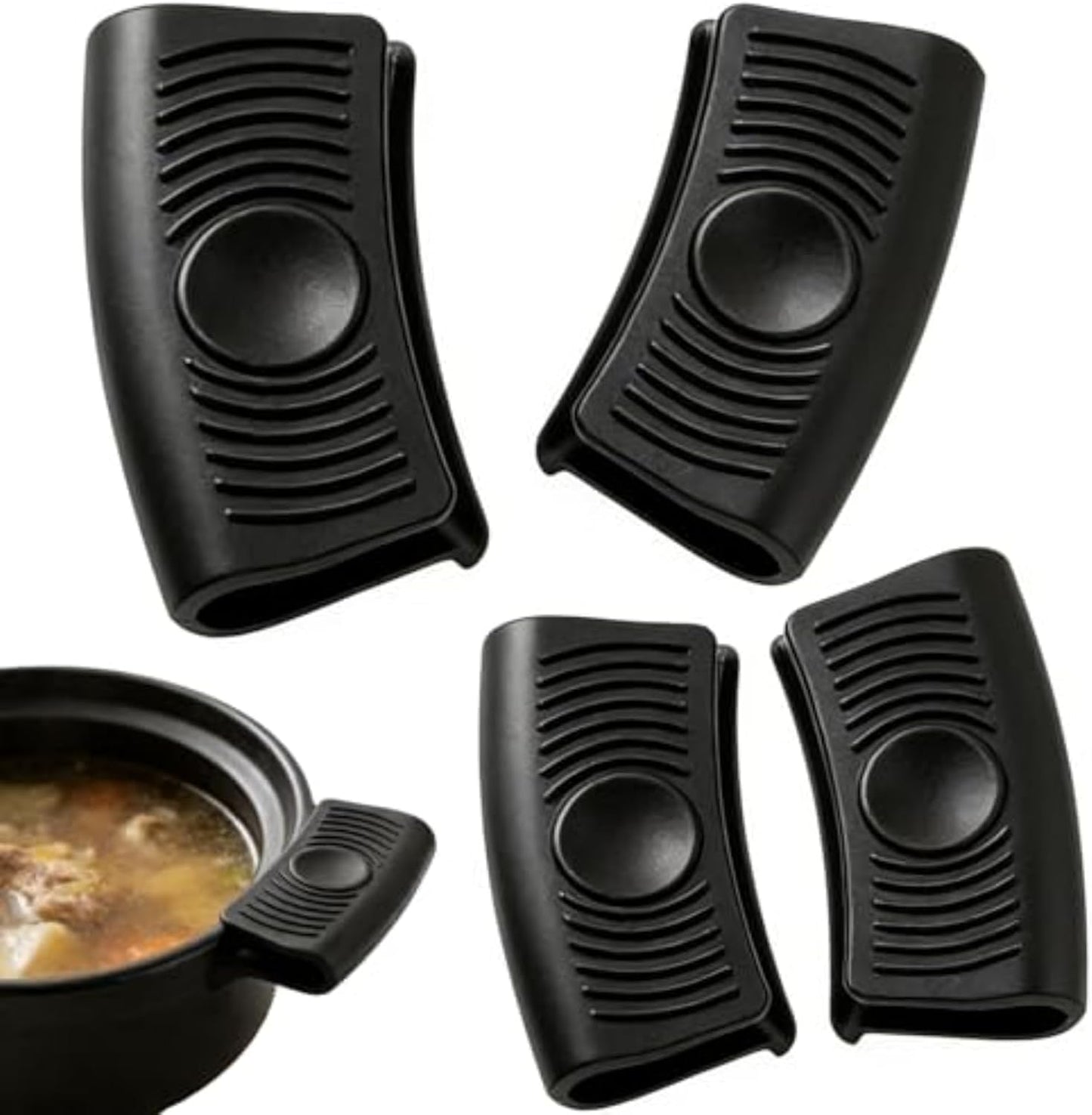 4Pack Silicone Pot Holders and Hot Plate Gripper,Cast Iron Pan Handle Covers,Hot Skillet Nonslip Handle Covers, Silicone Pot Gripper for Enameled Griddles Casserole Frying Pans Cookware