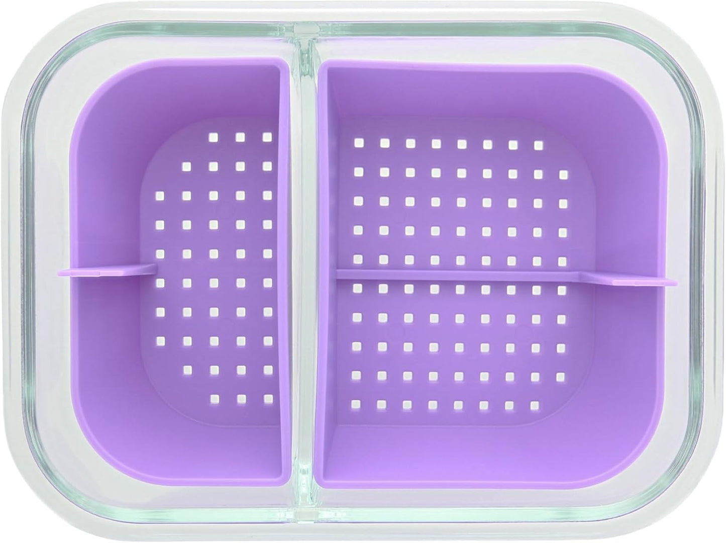 Two Compartment Borosilicate Glass Container Cleaning Tool with Sealable Lid (Full Melt Sand)