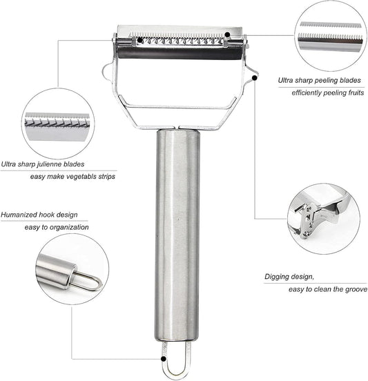 Multifunctional Peeler- Stainless Steel, Fruit & Vegetable Peeler, Cheese Slicer, Julienne Slicer/Shredder