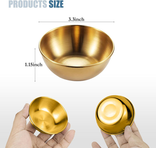 Stainless Steel Sauce Dishes,4 Pack Dipping Bowls,Small Bowls for Side dishes, Appetizer,Dip,Sushi.Reusable and Dishwasher Safe (4, Silvery)