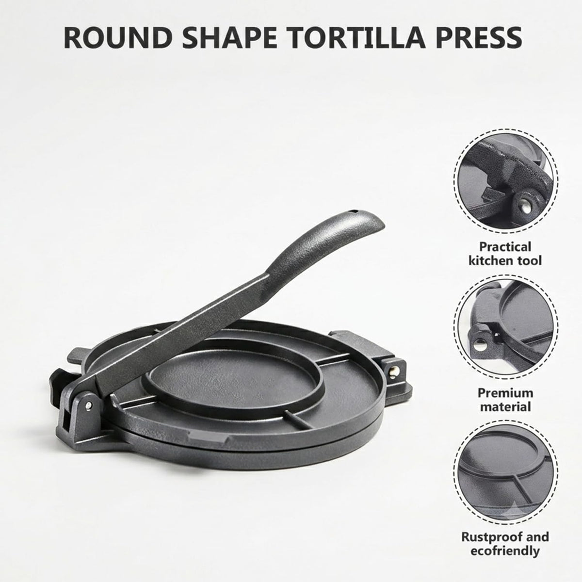 Tortilla Press 8 Inch – Aluminum Quesadilla Maker for Kitchen