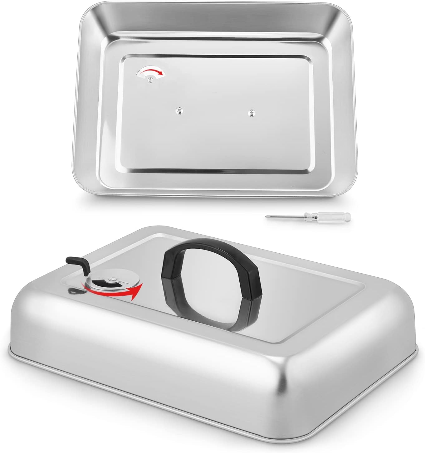 HaSteeL Rectangular Basting Cover, Stainless Steel Cheese Melting Dome Steaming Cover Lid, Heavy Duty Griddle Grill Accessories for Flat Top Teppanyaki BBQ Kitchen Indoor & Outdoor, Dishwasher Safe