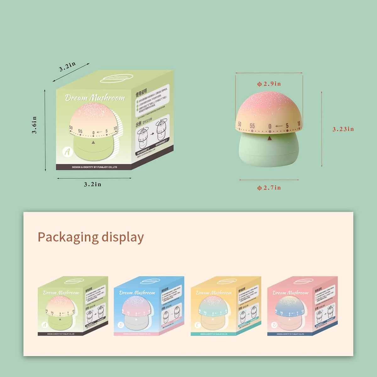 ELE DEPI 2pcs Cute Kitchen Timer for Kids,Mechanical Egg Timer for Cooking.
