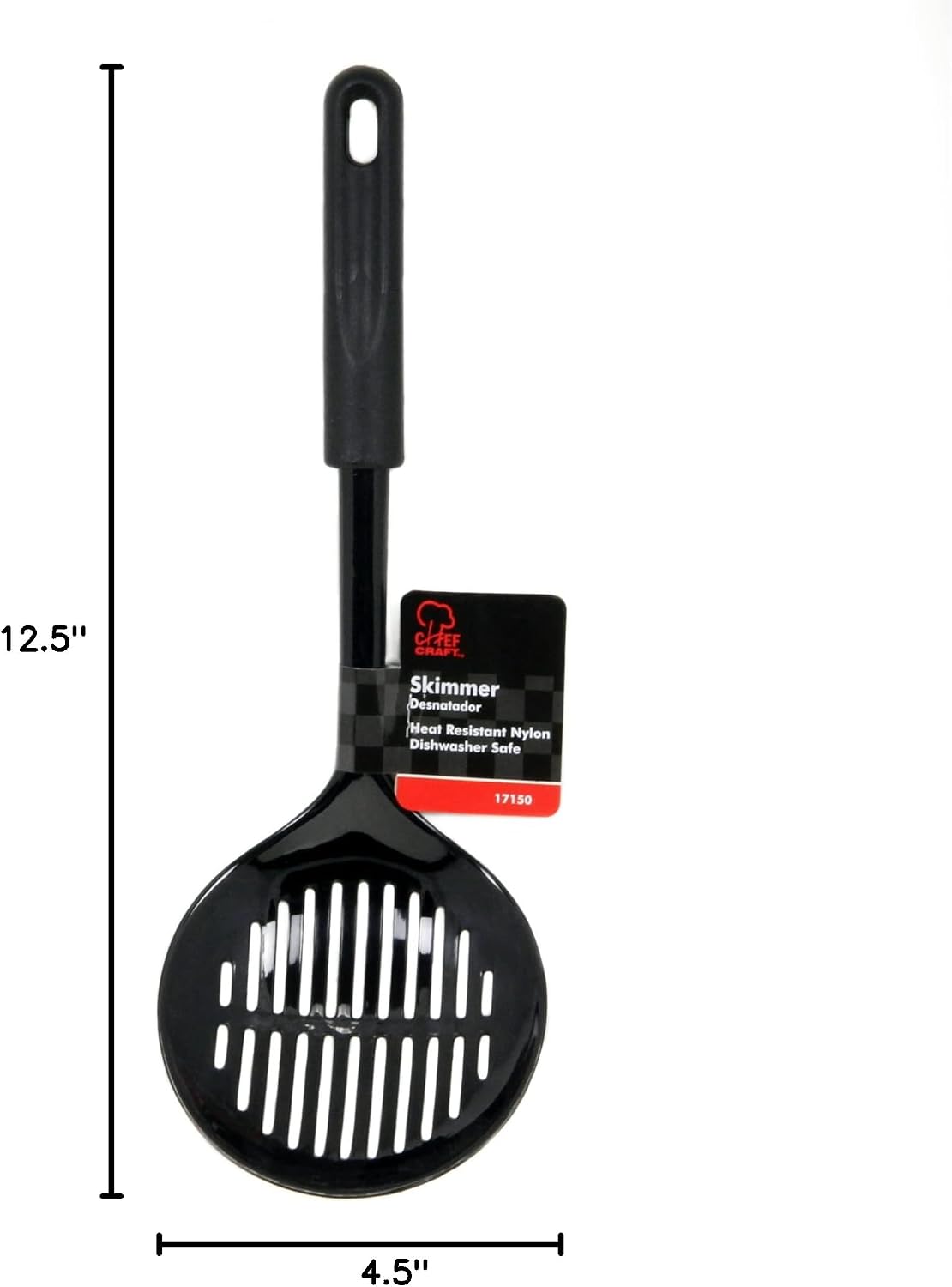 Chef Craft Basic Nylon Sturdy Skimmer, 12.5 inch, Black