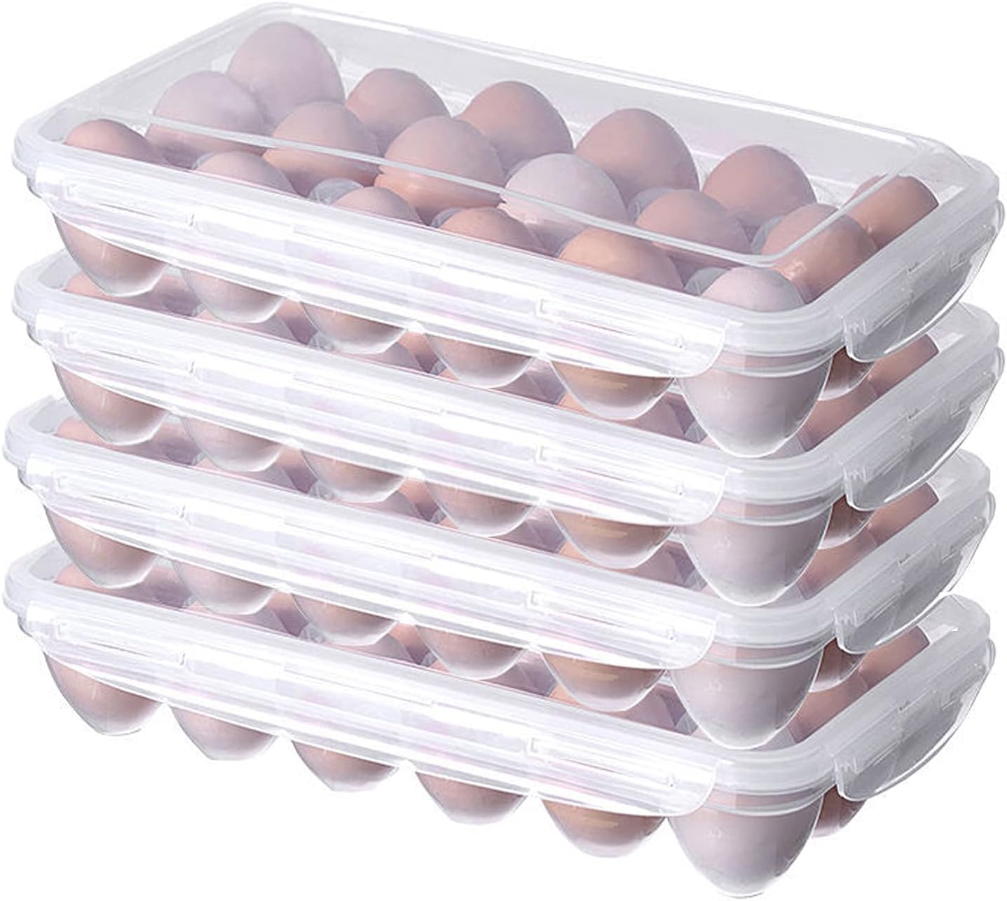 LonlyEagle XBY-US 2 Pack Covered Egg Holders,Egg Holder For Refrigerator,egg Storage Container,Plastic Refrigerator Egg Trays,Deviled Egg Tray Carrier with Lid Fits 18X2 Eggs(36 Eggs)