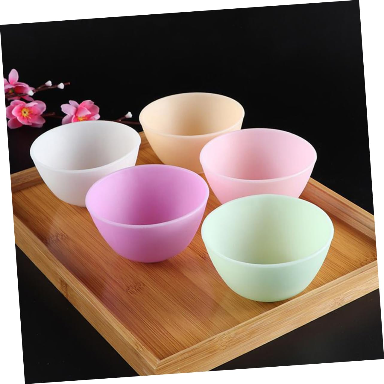 Ipetboom 5Pcs Odorless Silicone Bowl Prep Measuring Bowls for DIY Facial Masks and Cooking Flexible and Microwave Safe for Home Use Various Recipes