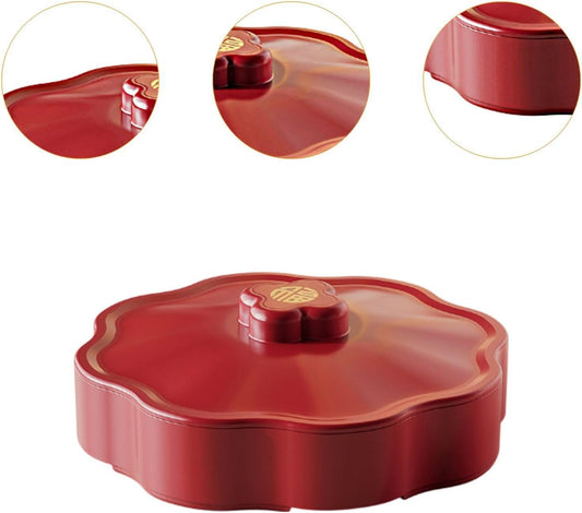 Generic Divided Serving Tray with Lid Serving Bowl Dessert Dish Snacks Platter Snackle Tray for Party Kitchen Chinese New Year Treats, 1 Tier
